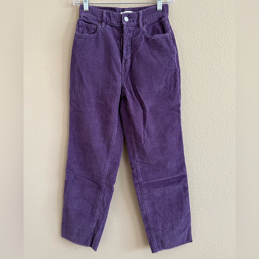 Pacsun High Rise Straight Purple Corduroy Jeans, 24